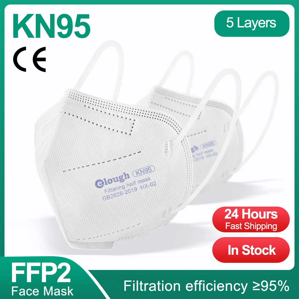 

Elough 10-100pcsFFP2 Mascarillas KN95 Masks 5 Layers Mascarilla FPP2 Homologa Adult Protective Mouth Mask Respirator FFP2mask CE