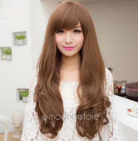 28 ''(70 см) Корея Perruque Cheveux Naturel синтетические вьющиеся большие волнистые длинные женские волосы парики термостойкие парик для студенческой вечеринки