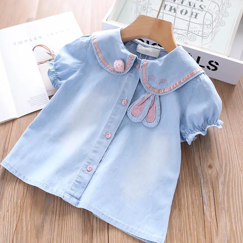 Новые летние комплекты одежды для девочек 2020 г. Рубашка принцессы на пуговицах с
