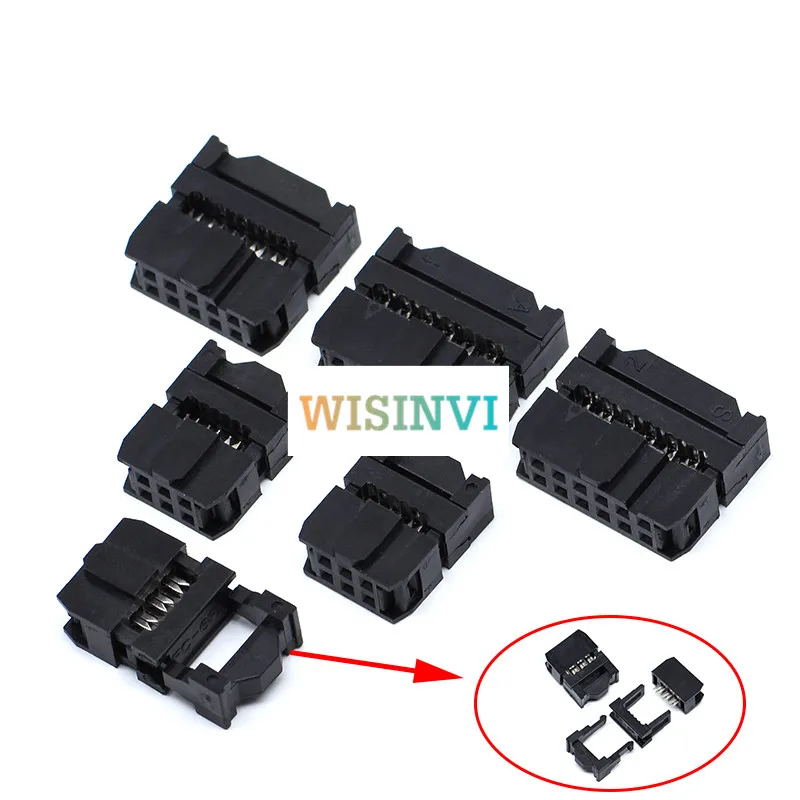 2.54mm Pitch FC 6/8/10/12/14/16/18/20/24/26/30/34/40/44/50 Pin IDC Female Header Socket Connector For 1.0mm Flat Cable - купить по