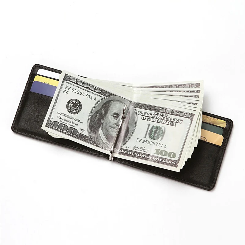 CUIKCA Unisex RFID Slim Leather Wallet with Metal Money Clip - Business ID Credit Card Cases for Men and Women - Travel Wallet image 6