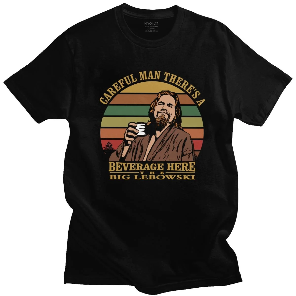 

Funny Retro The Dude Big Lebowski T-shirt for Men Short Sleeve Careful Man There'S A Beverage Here Tee Tops O-neck Cotton Shirt