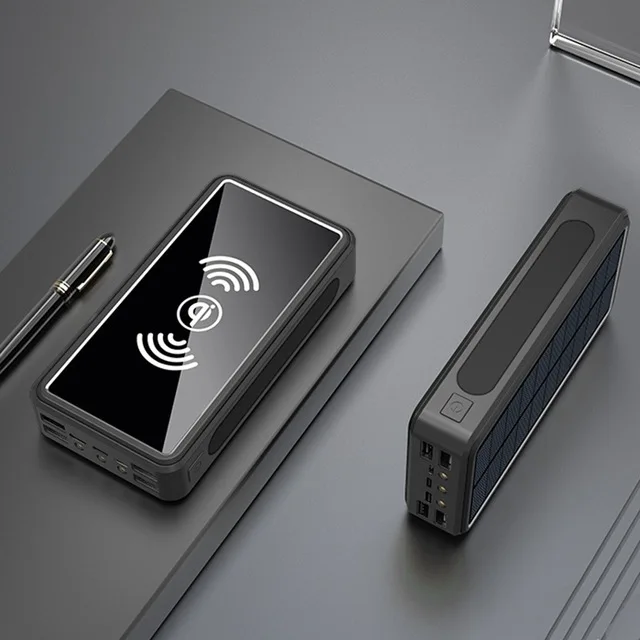 30000mah solar wireless power bank phone charger portable outdoor travel emergency charger powerbank for xiaomi samsung iphone free global shipping
