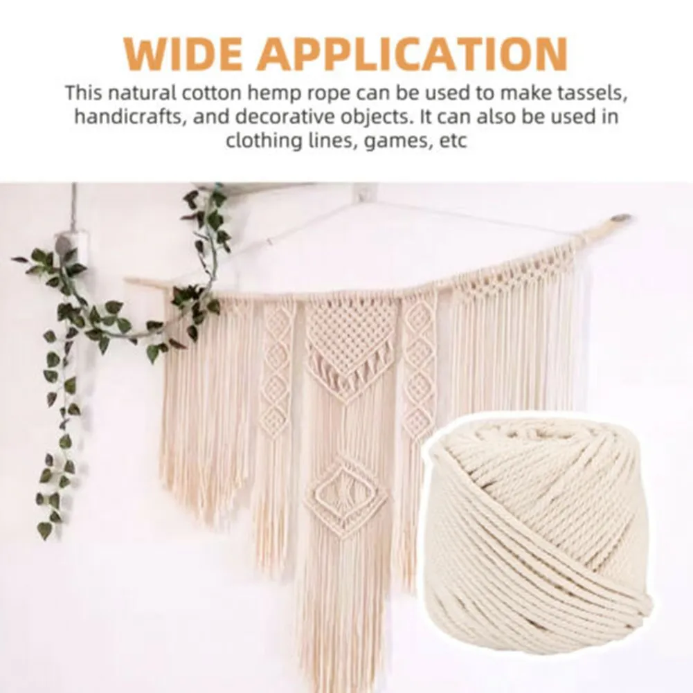 

4 Mm Natural Beige Cotton Twisted Cord Rope DIY Craft Artisan Macrame String Handmade Christmas Gift Packing DIY Home Decor
