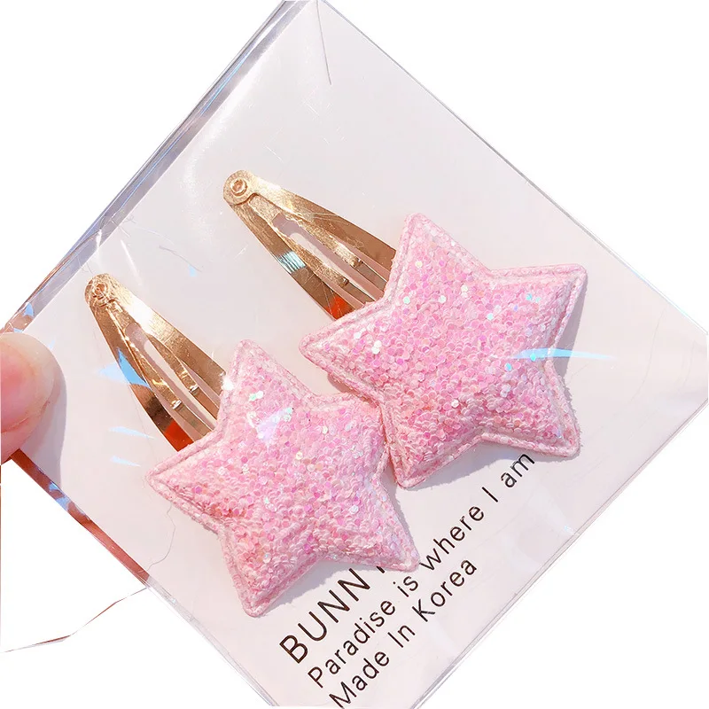 

South Korea's new glitter sequins love star pair clip children's rainbow bb clip side clip card hair accessories headdress