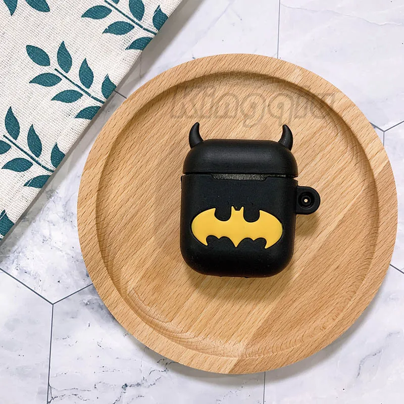 Batman Kingqiu чехол для наушников, чехол для наушников Apple Airpods, чехол для зарядки, 3D мультяшный цветной милый Дисней, коробка для наушников, чехол для Airpod - Цвет: Batman