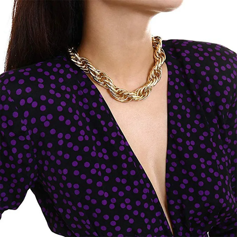 Большая толстая Золотая цепочка-чокер в стиле панк из тяжелого металла Женское