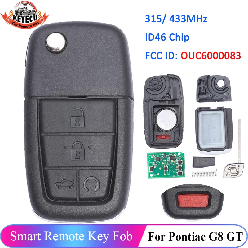 

Флип-устройство KEYECU OUC6000083 4 + 1 С 5 кнопками, 315 МГц, 433 МГц, для Pontiac G8 GT 2008 2009 2010