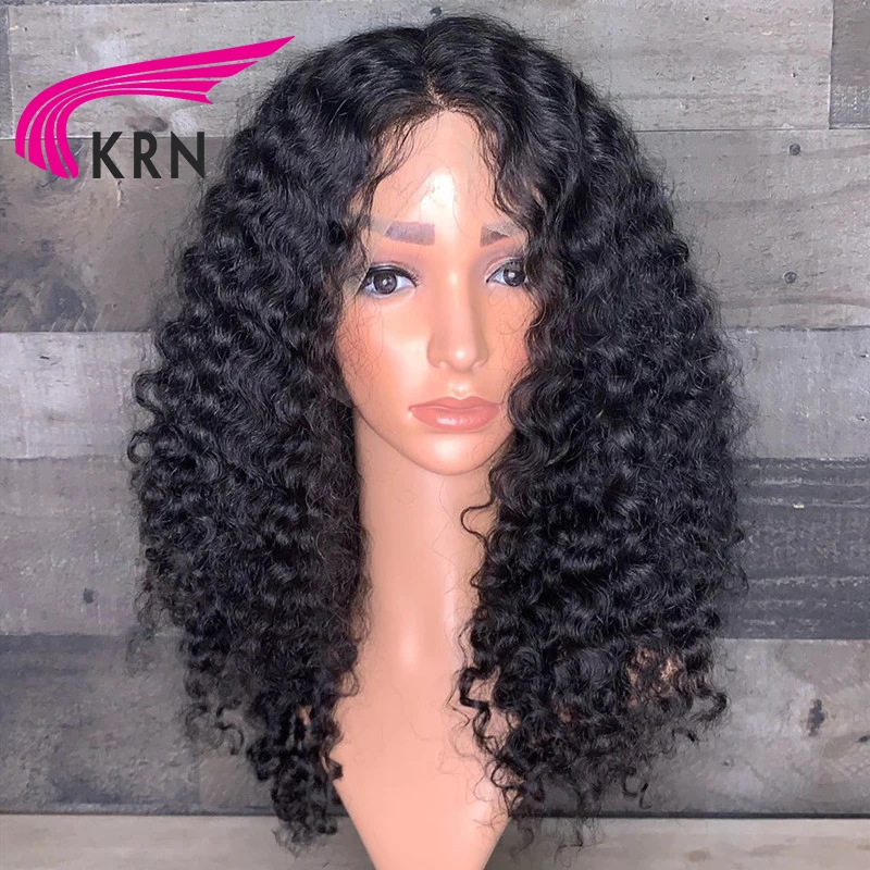 КРН вьющиеся 13x6 кружева спереди средний коэффициент "-22" дюймов remy человеческие волосы парики натуральный цвет часть с детскими волосами