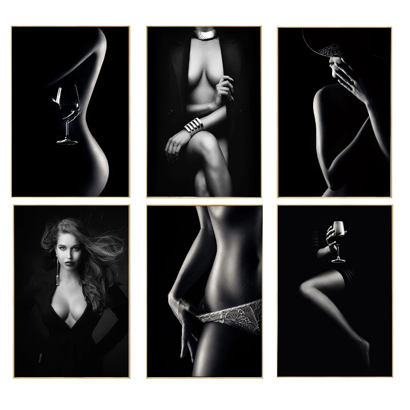 

Black Sexy Nude Women Figure Canvas Painting on The Wall Posters Prints Cuadros Wall Art Pictures for Living Room Decoration
