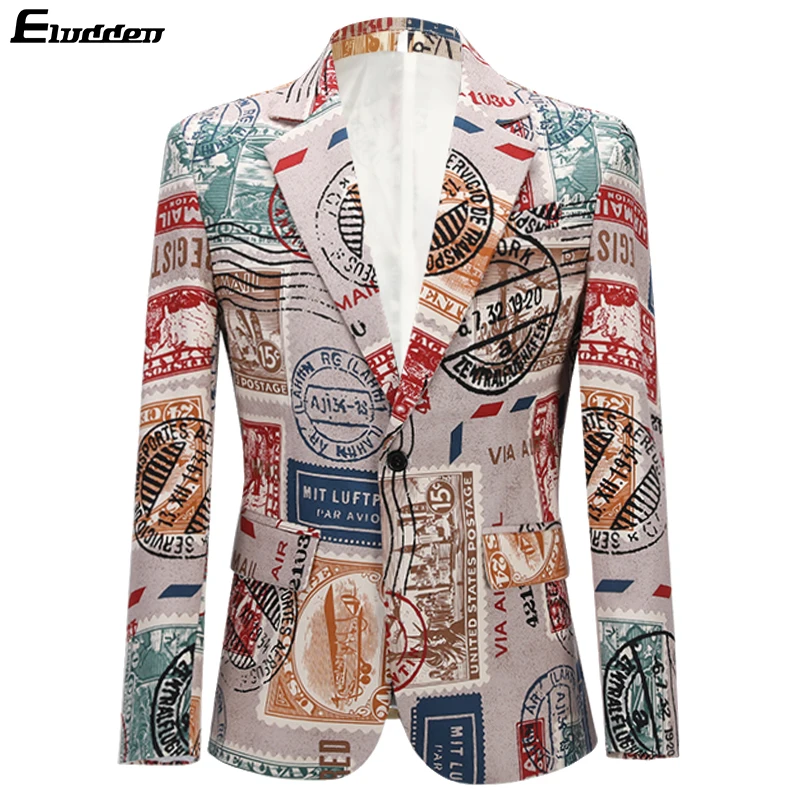 Мужской винтажный блейзер в стиле ретро с принтом красных губ|Пиджаки| |