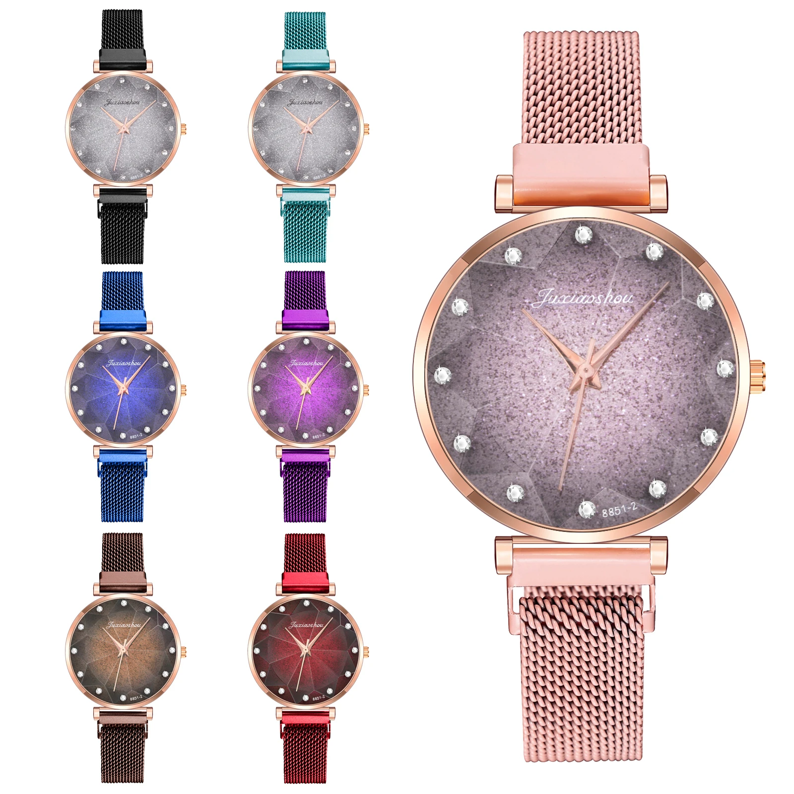 

Women Fashion Starry Sky Watch Luxury Rhinestone Magnet Clasp Gradient Color Ladies Quartz Wristwatches Zegarek Damski