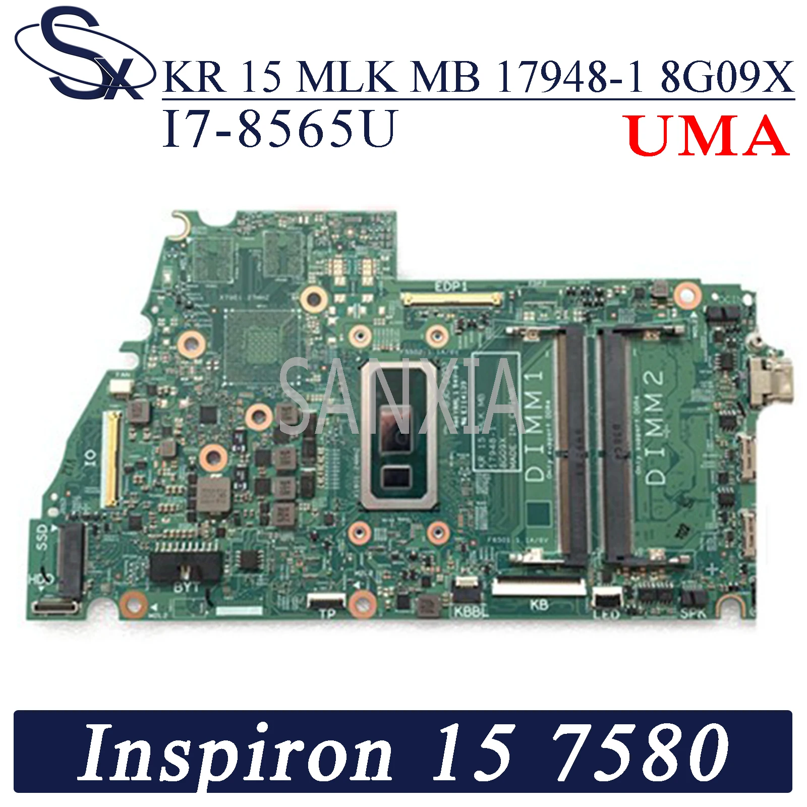 KEFU KR 15 МЛК MB 17948 1 8G09X материнская плата для ноутбука Dell Inspiron 7580 13 7380 оригинальная I7