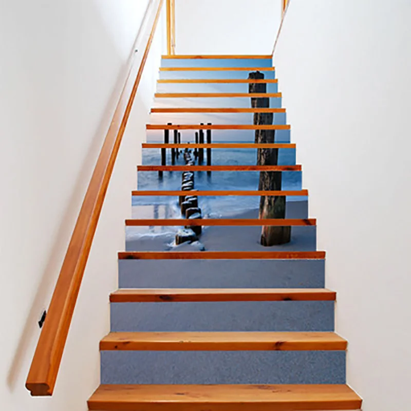 

6Pcs Natural Landscape Creative Home Staircase Stickers Corridor Stairs Decoration Floor Stickers Self-adhensive PVC Material