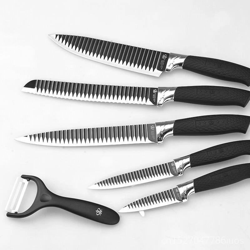 

Kitchen Stainless Steel Kitchen Knife Gift Set 6 Piece Multi-function Kitchen Knife Household Meat Cutter Corrugated Cutter