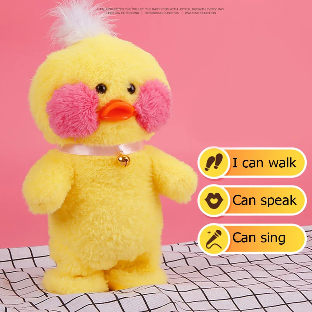 Игрушка пазл Детская электрическая плюшевая милая кукла утка говорящая ходячая