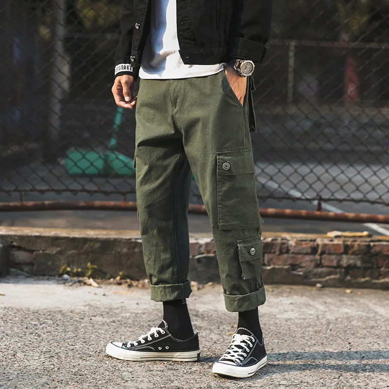 Винтажные брюки карго 2019 мужские хип-хоп цвета хаки с карманами для бега