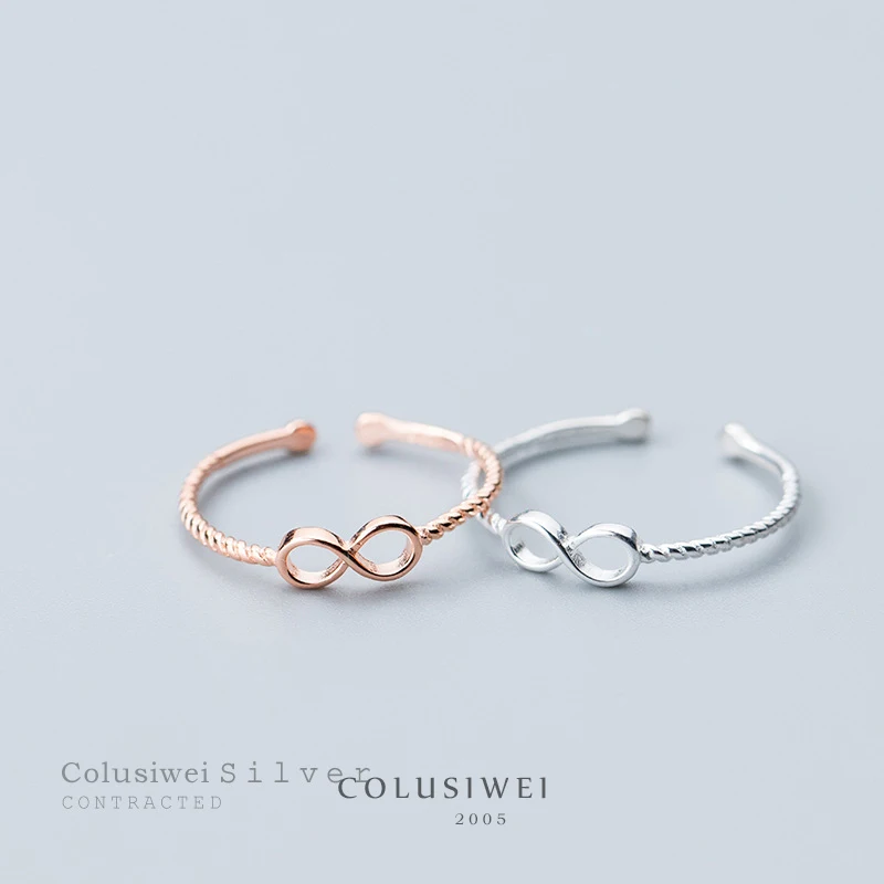 COLUSIWEI Романтический 925 стерлингового серебра Mobius Бесконечная любовь кольцо для