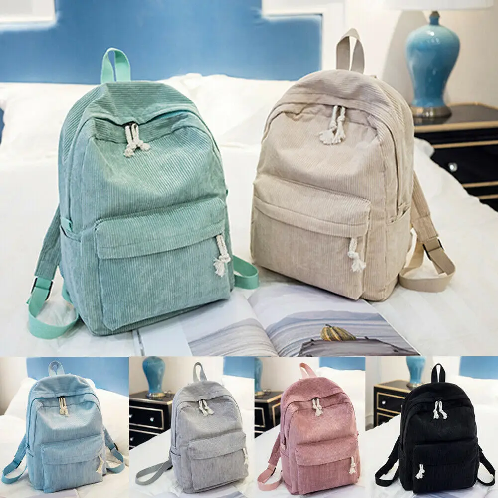 Женский вельветовый дорожный Школьный рюкзак Большая вместительная сумка