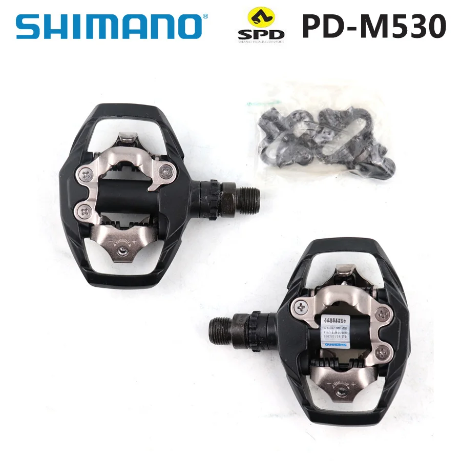 SHIMANO PD-M530 педаль SPD MTB Трейл без клипса педали с бутсами оригинальная коробка черный белый включает SM-SH51 Запчасти для горного велосипеда