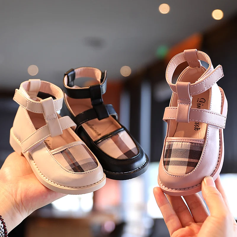 Обувь новая модная одежда для девочек на осень детская куртка из искусственной кожи в клетку с круглым