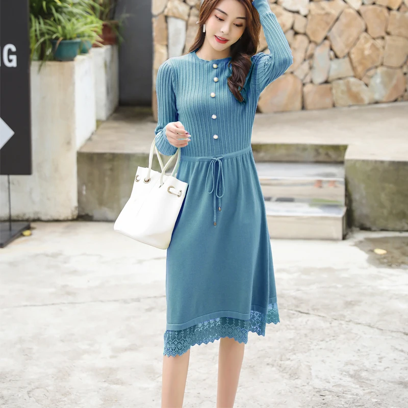 Корейское модное платье-свитер элегантные женские вязаные платья Vestidos De Fiesta