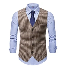 Terno masculino coletes de moda clássica fino ajuste do noivo coletes casamento brown coletes padrinhos festa baile de formatura fazenda país formal colete (2)
