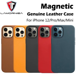 real cowhide leather magnetic phone case for iphone 12 pro max 12 mini magnetic wireless charging cover for iphone 11pro max free global shipping
