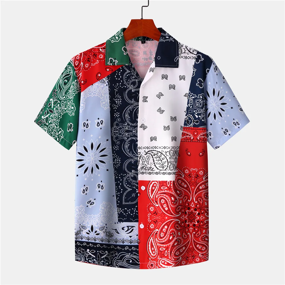 

Vs Menswear 2021 Palis Summer Beach Short Sleeve Men's and Women's Printed Shirt Mens Shirts