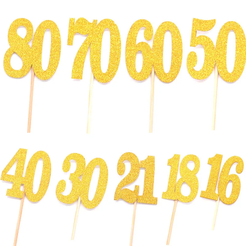 10 шт. топперы для кексов на день рождения|Товары украшения тортов| |