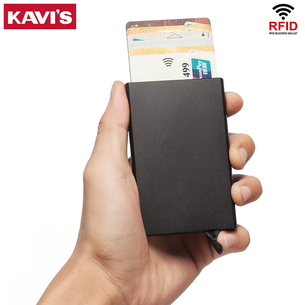 

Анти-защита держатель кредитной карты для мужчин Тонкий Rfid Блокировка бизнес путешествия ID визитница женский алюминиевый всплывающий кошелек Carte черный