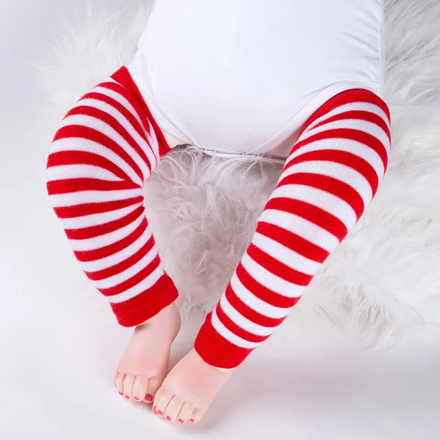 Girls Leg Warmers Stripe  Toddler Leggings Cotton Knee Newborn Tights Infant Soft Cartoon Print Socks Christmas Clothes 2
