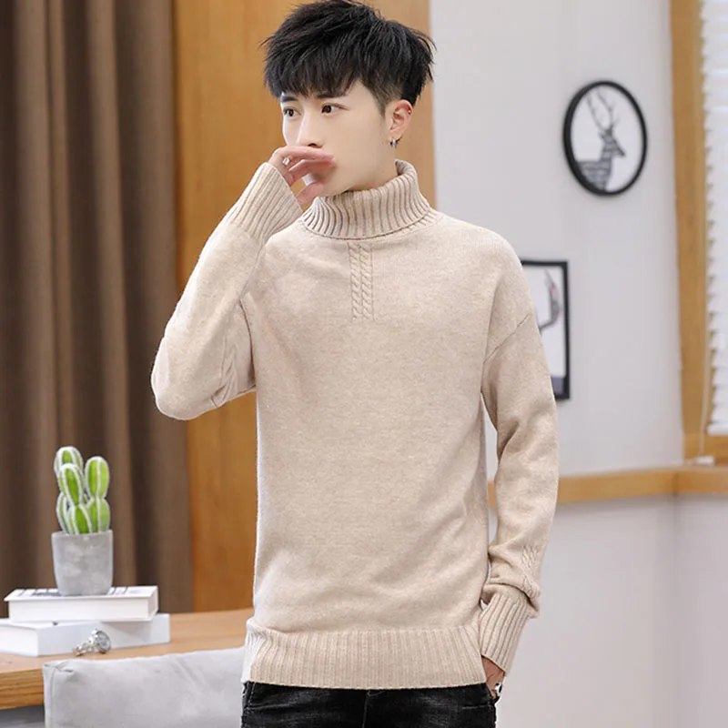 

Student Jacket Autumn/Winter 2021 New Turtleneck Sweater Men's Korean Slim-Fit Knit Sweater Men's Solid Color Sweater O6