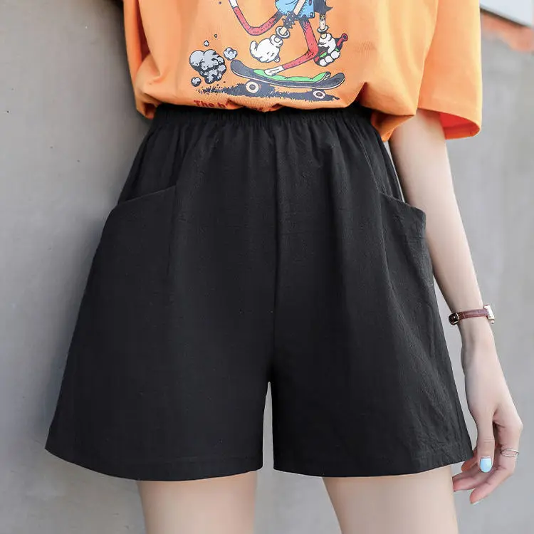 

2021 Korean new cotton and hemp sports shorts for women in summer