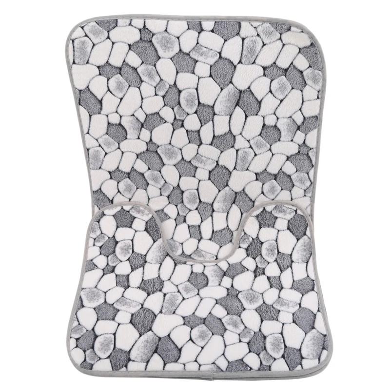 

Convenience Coral Fleece Cobblestone Stone Bath Pedestal Non Slip Room Comfy Carpet Mat 2 Pieces Cotton Washable