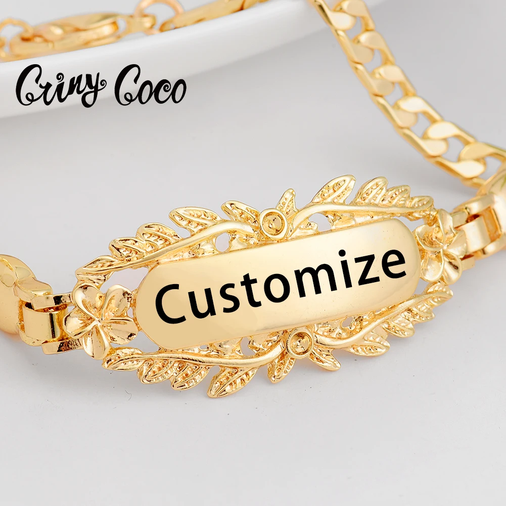 

Cring Coco Customize Nameplate Bracelet Personalized Name Letter Guam Hawaiian Africa Wedding Bracelets for Women Men 2021 Gift