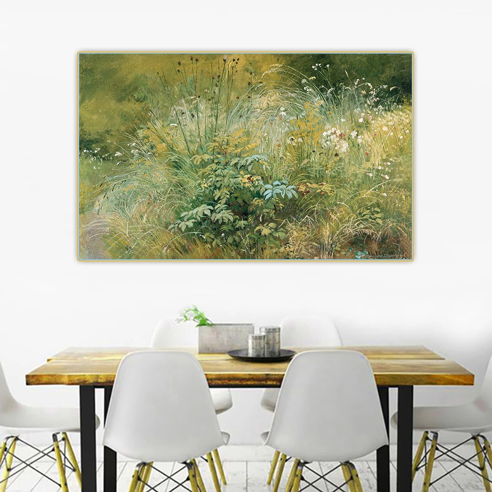 

Canvas Oil Painting Ivan Shishkin"Grass"Wall Aesthetic Backdrop Western Art Decor Poster Home Living Room Interior Decoration