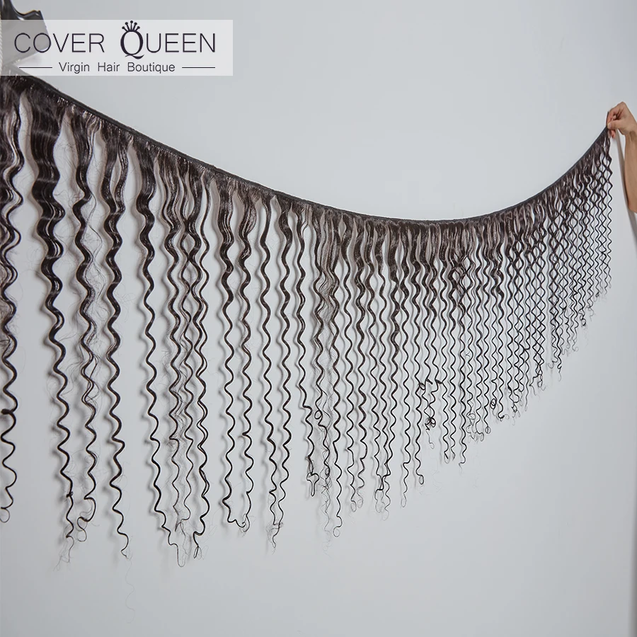 Необработанные бразильские вьющиеся натуральные волосы пучки с глубокой волной