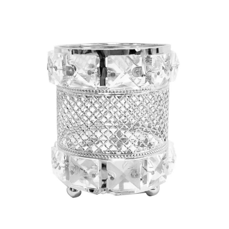 Косметичка для хранения кистей горшок Органайзер Золотой Кристалл Bling Косметическая кисть карандаш держатель подсвечник контейнер для хранения - Цвет: B Silver