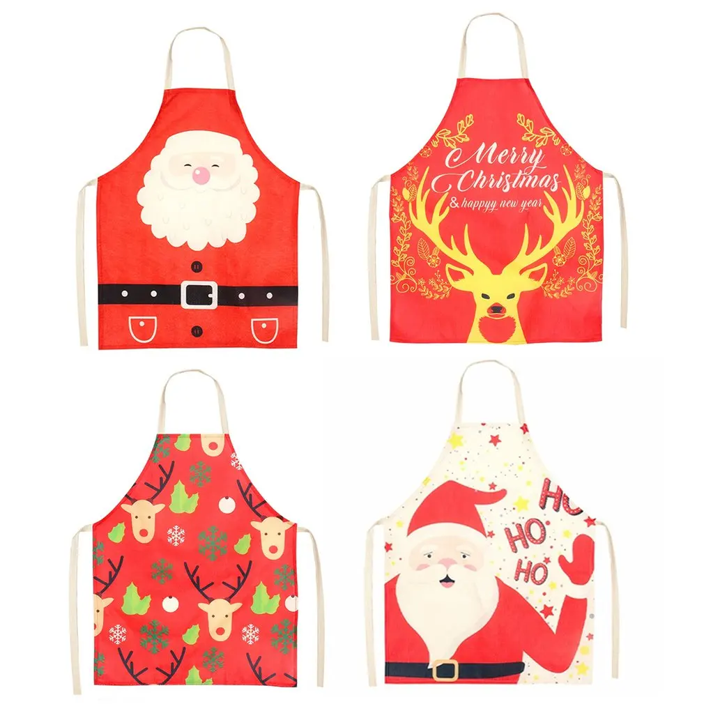 

Christmas Decorations Fabric Printing Santa Claus Xmas Apron Restaurant Bar Merry Christmas Decor For Home 2021Xmas Gifts Favor