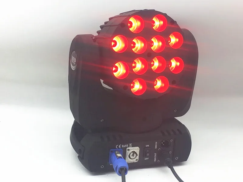 Светодиодный светильник с движущейся головкой 12x12 Вт rgbw 4в1 colore con avanzate 9/16 canali dmx для dj disco feste speedtacolo luci