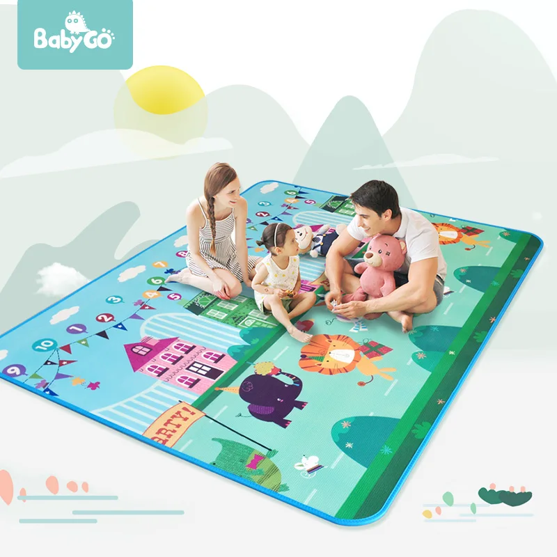 BabyGo детский коврик для ползания с животными+ обезьянка Детский развивающий коврик игровой коврик Пазлы водонепроницаемый уличный пляжный коврик для пикника детский игровой коврик