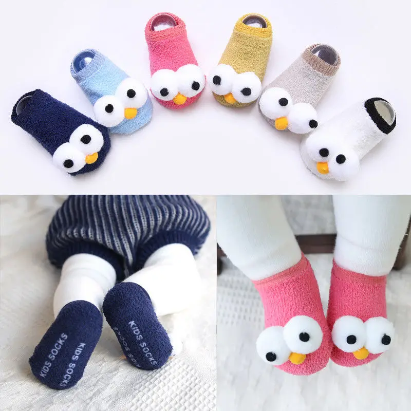 

New Cute Newborn Infant Baby Socks 6 Colors Cartoon Big Eyes Cotton Winter Warm Floor Socks Outfit Kids Girls Boys 0-3Y
