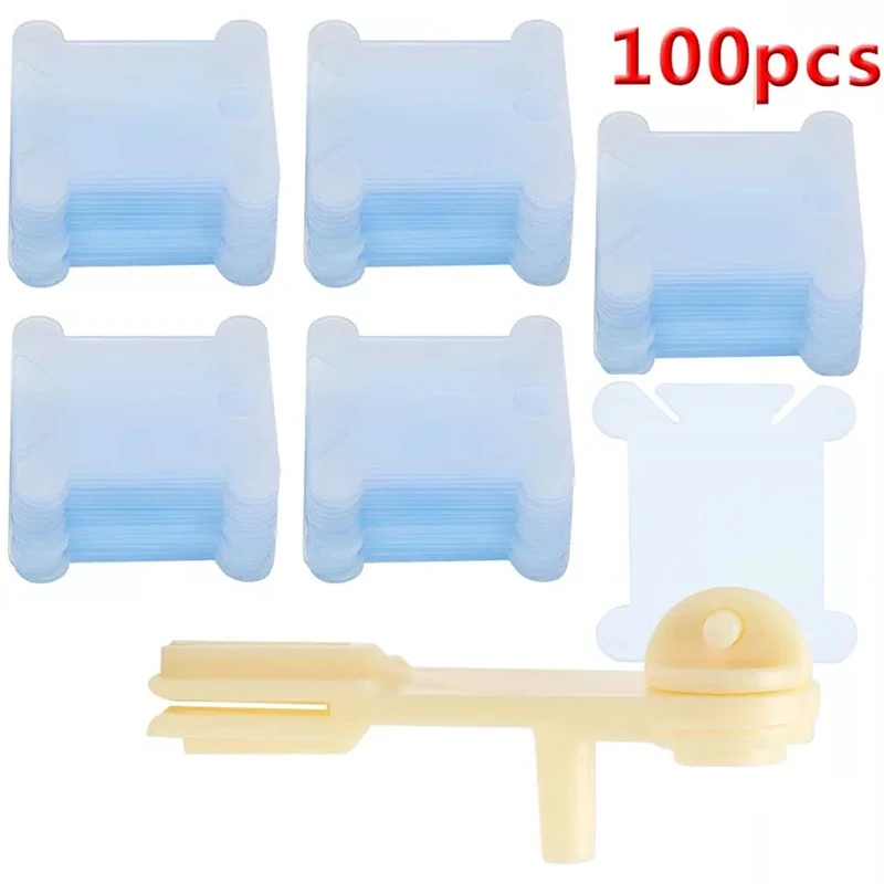

LMDZ 100 Pcs Cardboard Floss Bobbins with 1 Pcs Bobbin Winder, Floss Bobbins Set for Craft DIY Embroidery Floss Cross Stitch