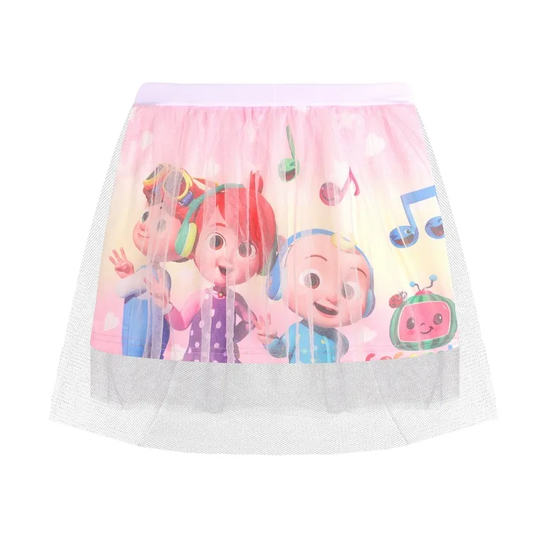 

Children's Skirt Cartoon Cocomelon Print Dress Summer Baby Girl Clothes Cute Kids Girls Casual Party Princess Skirts Knee-Length