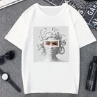 Женская Винтажная футболка с изображением головы змеи, монстра медузы, дыма, смешные Женская Футболка Harajuku, повседневные белые топы