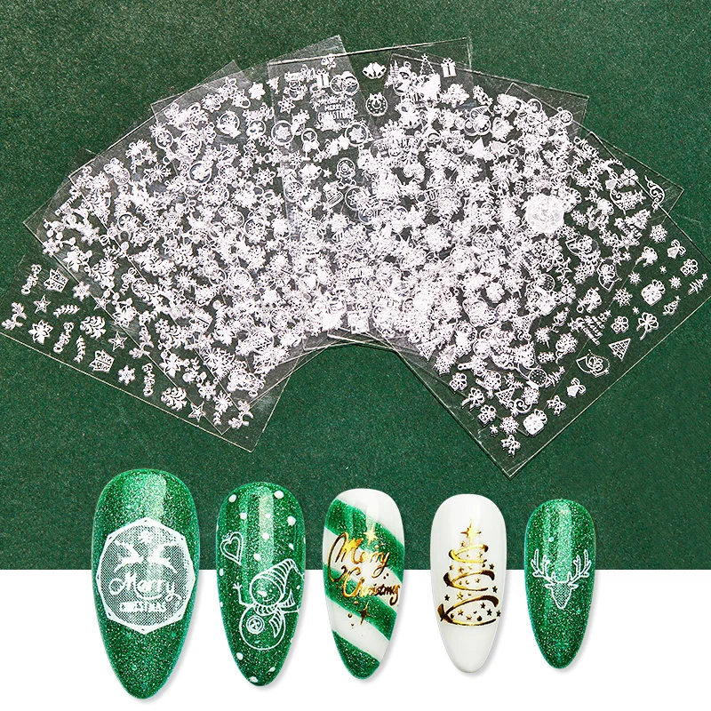 T-TIAO CLUB Gold White 3D Nail Sticker Flower Metalic Paste Beauty Art Decorations Manicure Nails Decal DIY Tips Christmas | Красота и