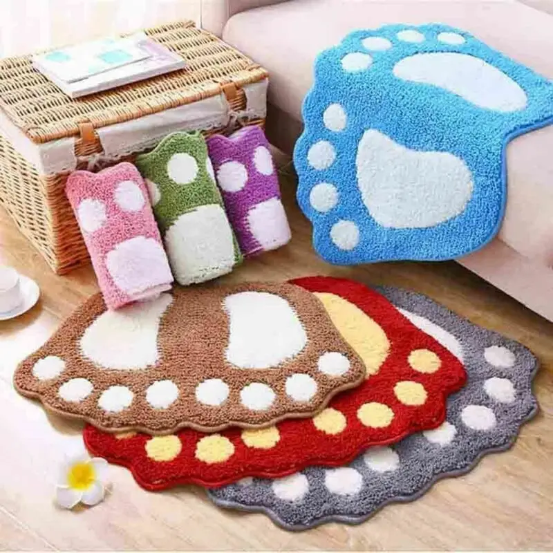 

Big Feet Shaped Fiber Shaggy Fluffy Rug Hairy Carpet Floor Mat Home Bedroom Floor Rug Anti-slip Rugs Toilet Bath Mat Non Slip