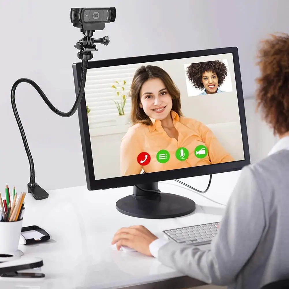 New Webcam Stand Holder Enhanced Desk Jaw Camera Clamp Bracket With Flexible Gooseneck Camera Stand for Logitech Webcam