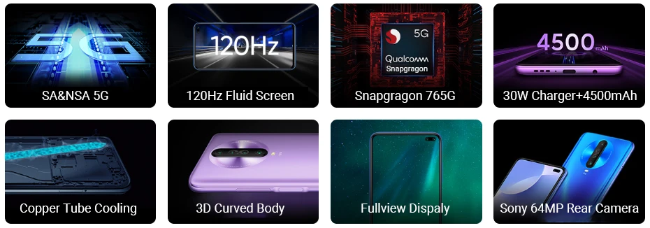 Смартфон Xiaomi Redmi K30 5G 6GB 128 GB, Восьмиядерный процессор Snapdragon 730G, четырехъядерный процессор 64 мп, камера 120 Гц, жидкий дисплей, 4500 мАч, телефон